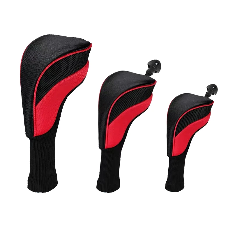 Golf Club Head Covers for Fairway Woods Driver Hybrids 3 Pieces Long Neck Mesh Sports Fan Golf Club Headcovers Set