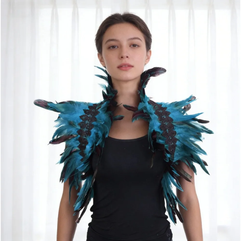 

Аксессуар для маскарадного костюма, накидка с кружевной отделкой, шаль с перьями, универсальная накидка для женщин