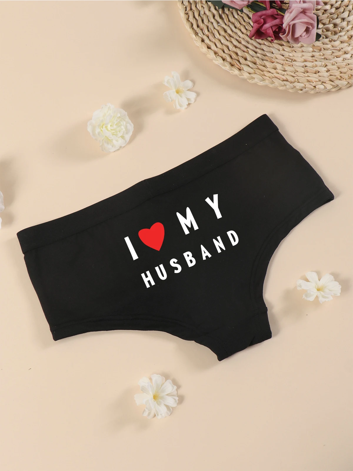 Varsbaby Cheeky Letter Prints Boyshort Large Size Panties Women Playful Underwear with I Love My Husband Prints Boxer Shorts - Image 3