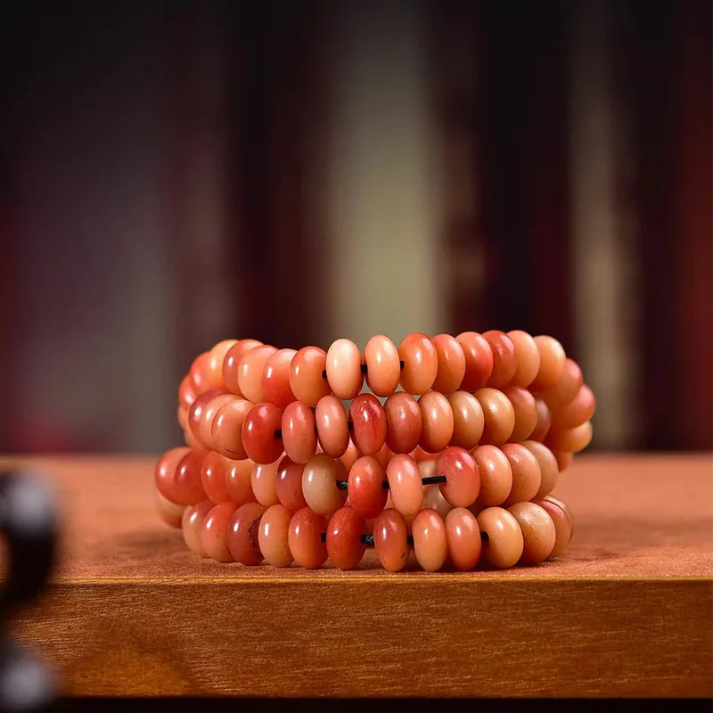 Natural Blood Camel Bone 108 Barrel DIY Semi-Finished Products Apple round Scattered Beads Pure Beaded Bracelet Tabl