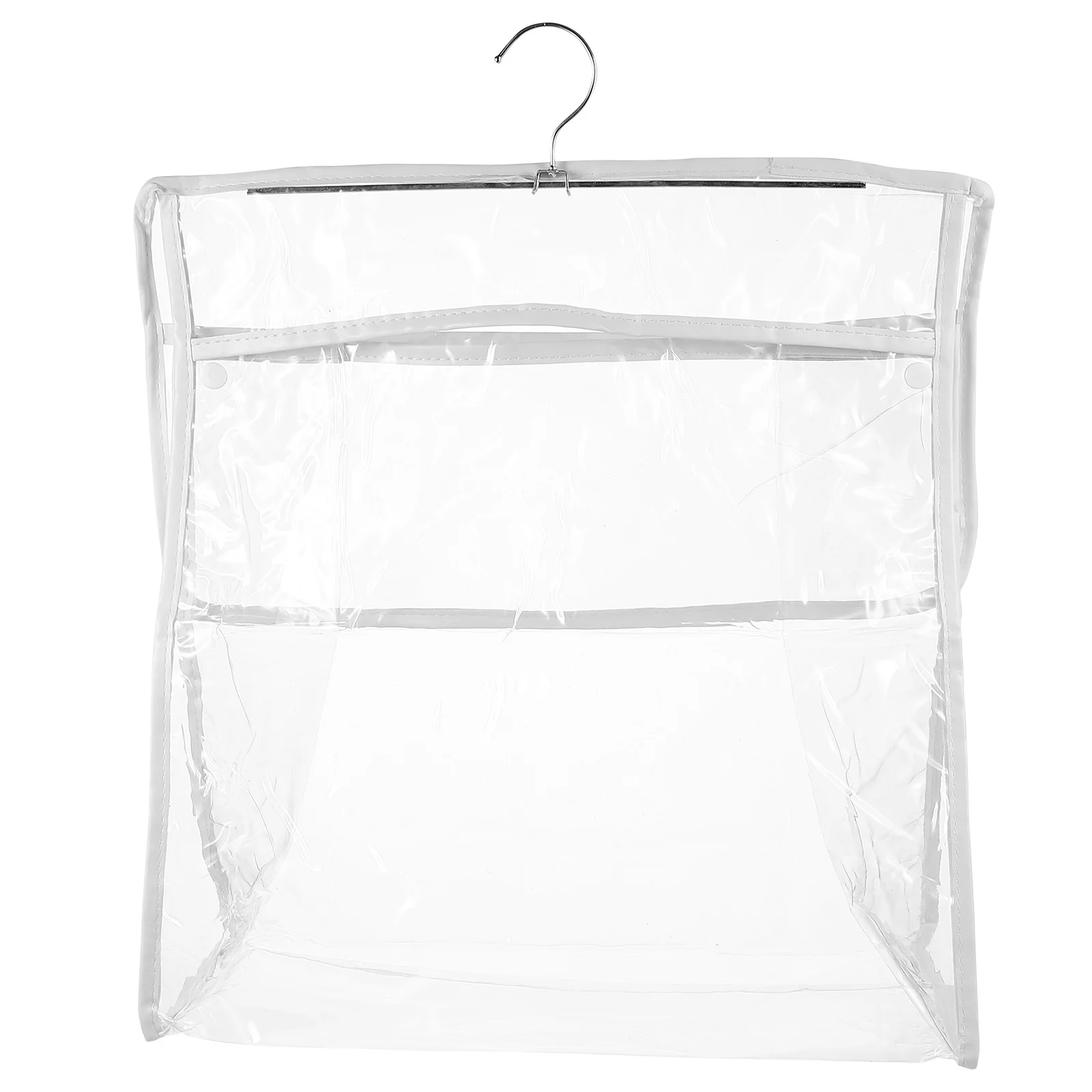 

1Pcs Shower Hanging Bag Waterproof Clothes Storage Clear Snap Button Big Hook Reinforced Seams Practical Bathroom Storage