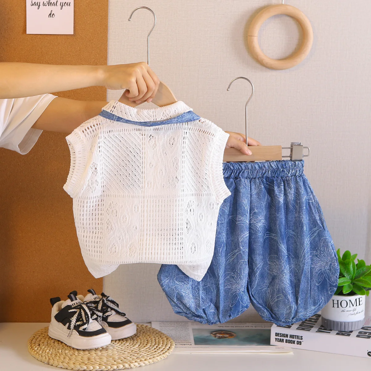 1-5Y Summer Korean Fashion Kids Infant Clothing Set Fashion Vest Shirt Shorts 2PCS Boys Clothes Set Girls Vest Outfit