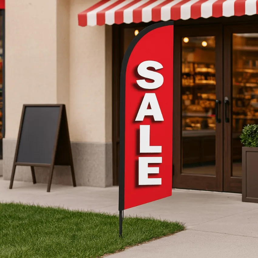Discount Feather Flag 8.5FT Double Sided Polyester Banner for Retail Shop Outdoor Business Advertising