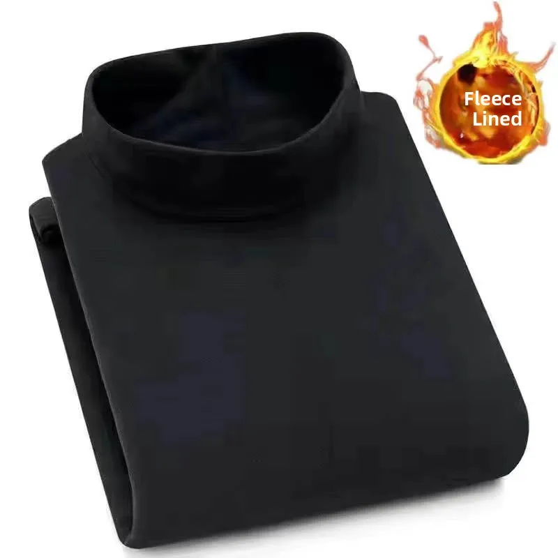 High-End Double-Sided German Velvet Long Sleeve Thermal Underwear for Men Warm Mid-Weight Half-High Collar Large Size Base Shirt