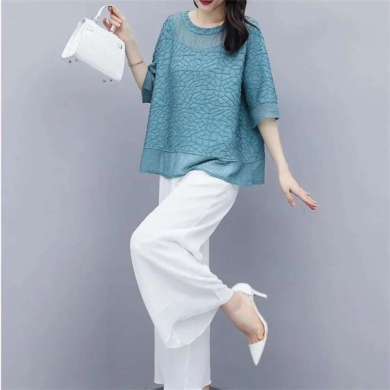 Women Spring Summer Style Chiffon Blouses Shirts Lady Casual Loose Brindle design O-Neck Blusas Tops