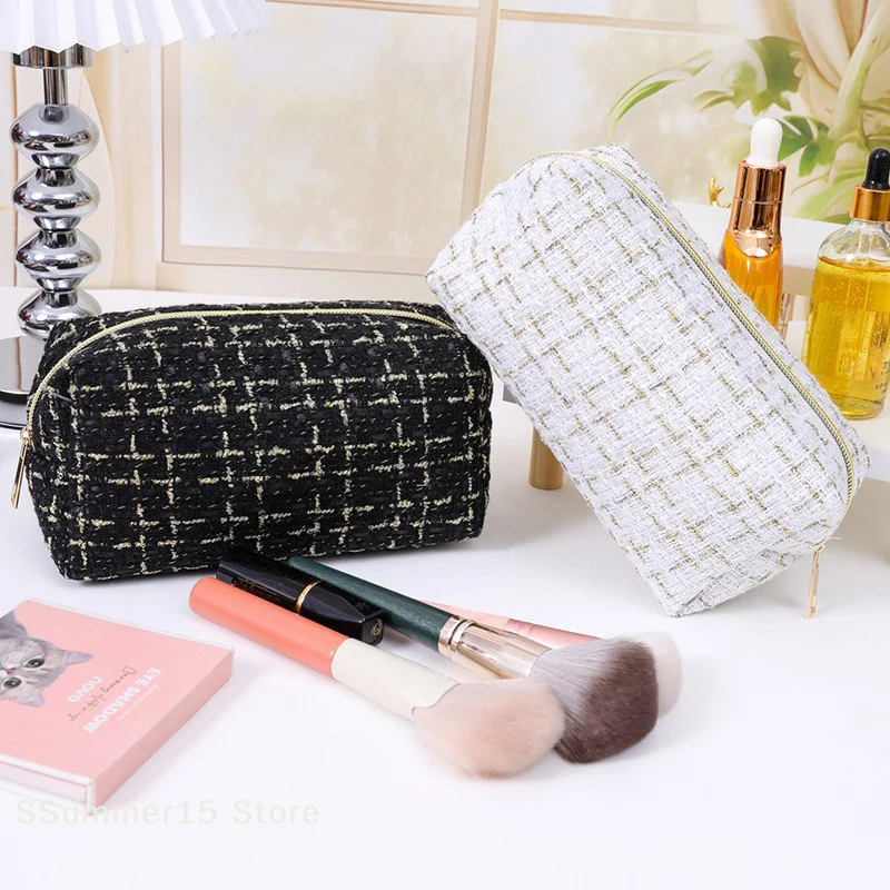 【R】Large Capacity Cosmetic Bag, Portable Travel Toiletry Organizer, Fashion Clutch Makeup Pouch & Student Pencil Case for Women