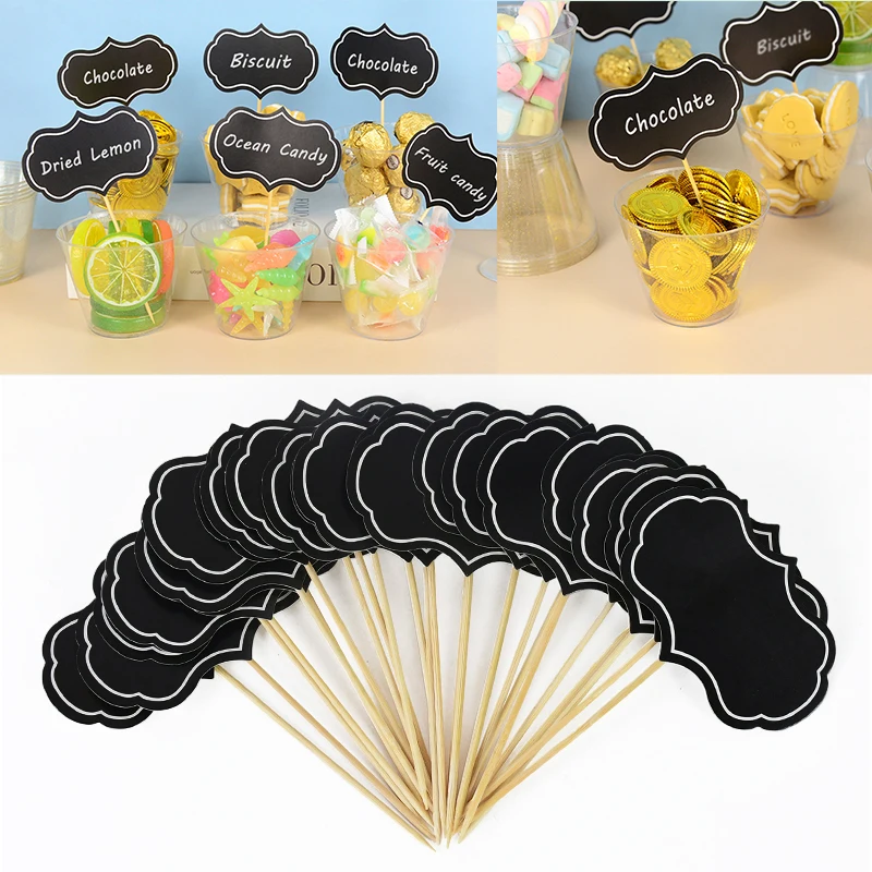 24pcs Mini Blackboard Paperboard Message Slate Flag Markers For Charcuterie Board Buffet Labels Food Tags Blank Toothpick Flags