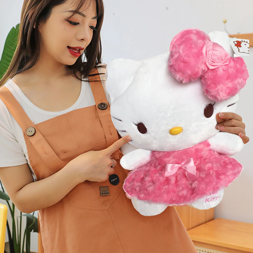 

30cm Sanrio Hello Kitty Kawaii Rose My Melody Cartoon Anime Stuffed Animals Soft Plush Doll Companion Toy Children Birthday Gift