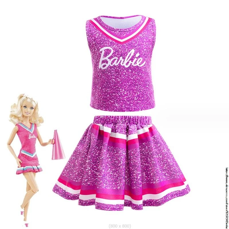 Hot Clothes Barbie the movie Girls Halloween Costume Suit Vest+Tutu Skirt Outfit Fancy Dress Costumes Clothes Kids Rose Purple