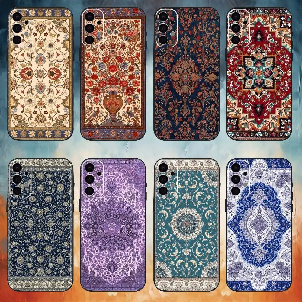 

Persian Carpet Phone Case For Samsung S25,S24,S21,S22,S23,S30,Ultra,S20,Plus,Fe,Note,10,9,5G Black Cover