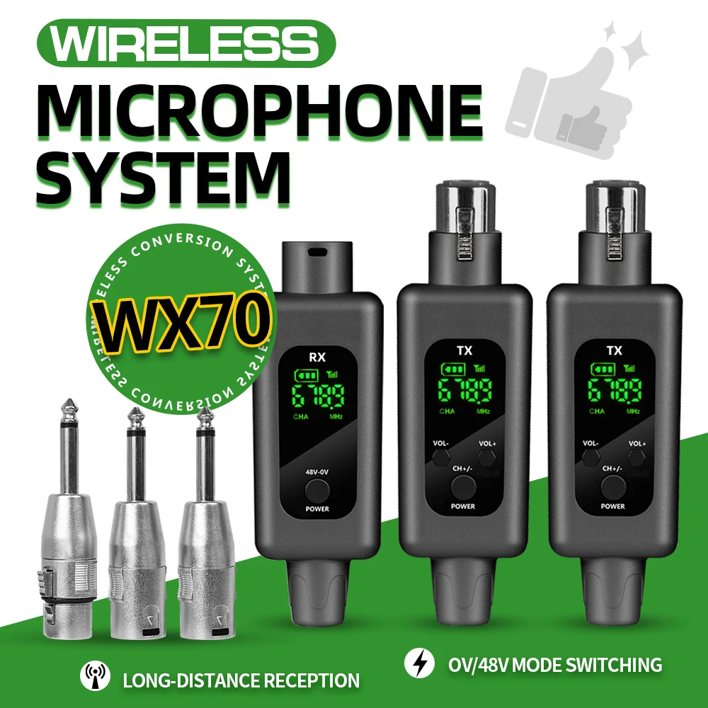 

Wireless Microphone System WX70 XLR Adapter Audio Transmitter And Receiver For Audio Mixer PA Speaker