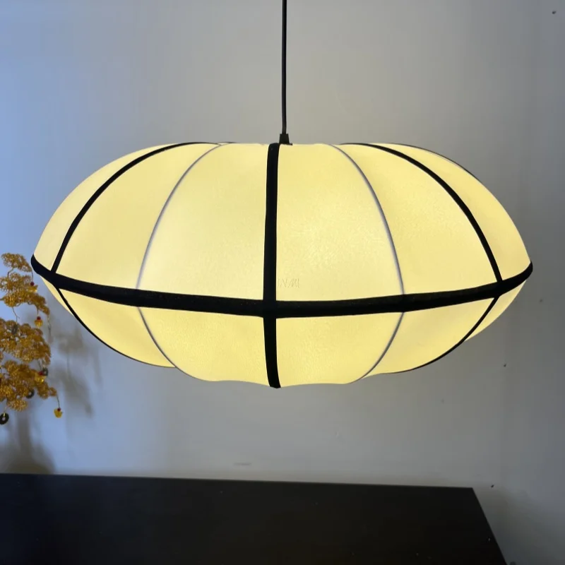 Nordic Medieval Chandelier Living Room Home Decoration Japanese Style Bedroom Wabi-sibi Style Lantern Silk Zen Pendant Light LED