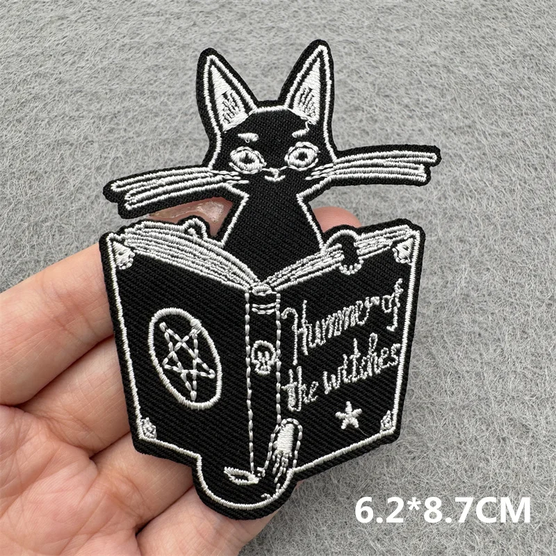 Schwarz-weiße Aufnäher zum Aufbügeln für Kleidung, Cartoon-Katze, Aufnäher auf Kleidung, Stickerei-Patch, DIY-Applikationen, Abzeichen, Aufkleber – Detail 24