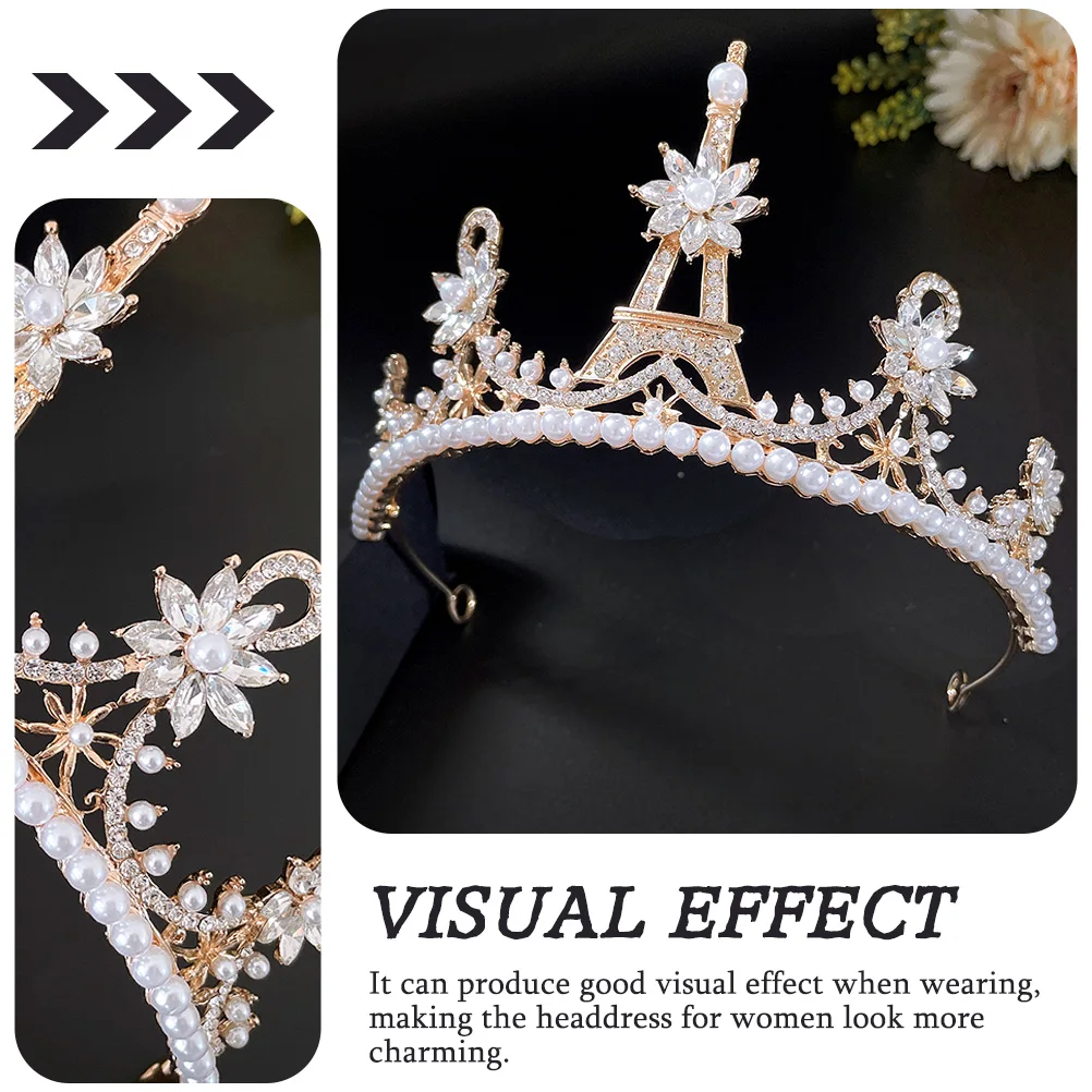 

Pearl Rhinestone Crown Hair Accessories Decorative Headdress Headband Exquisite Headwear Bridal Princess Wedding