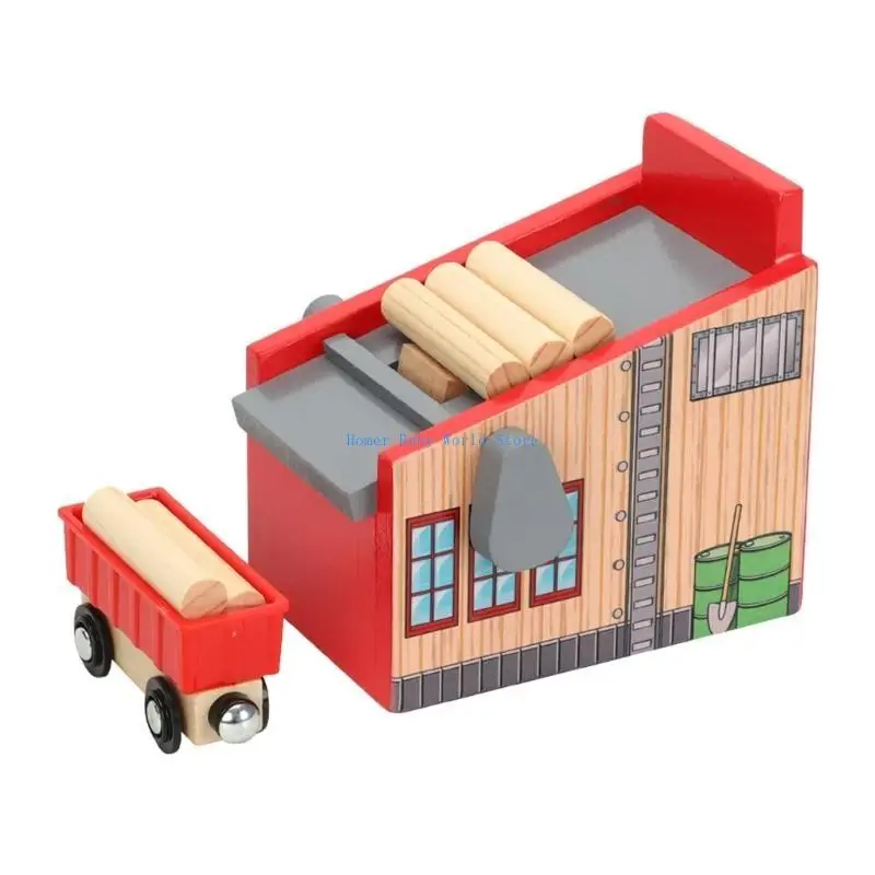 

B2QD Kids Toy Set Logging Machine Accessories with Train and Stump Indoor Play
