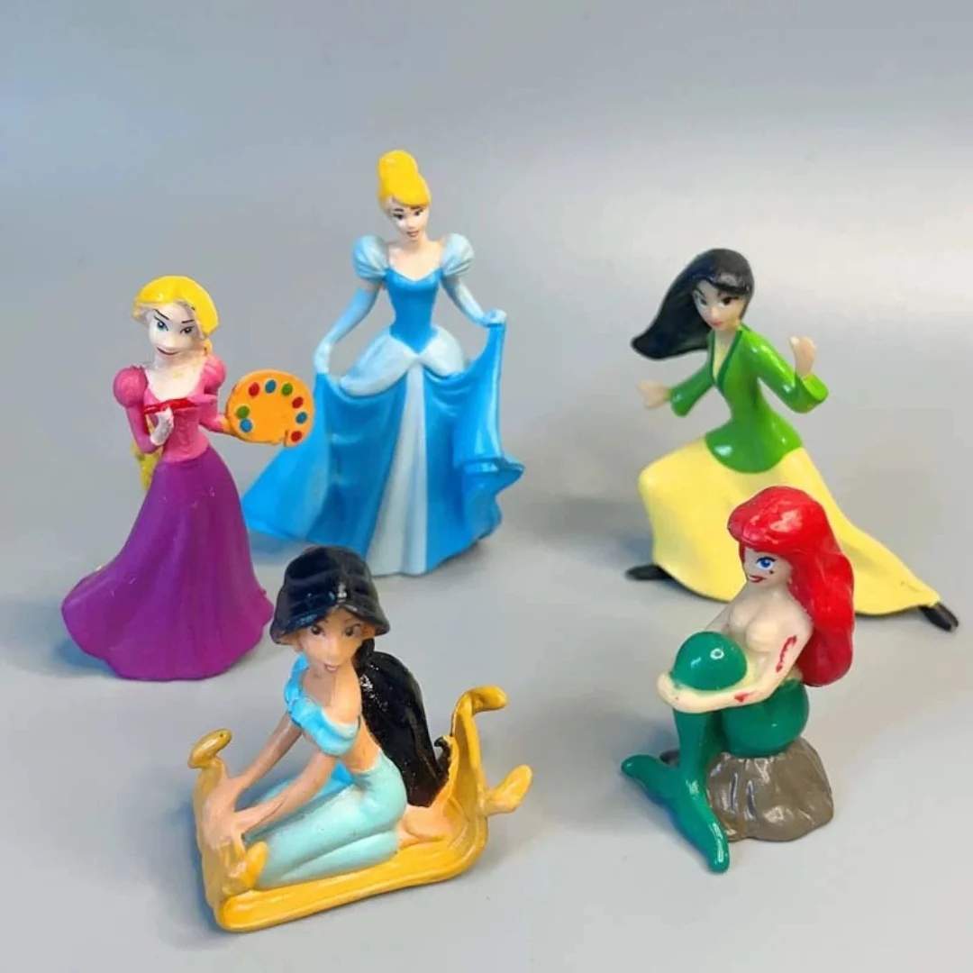 Disney Snow White Jasmine Princess Long Hair Elsa Doll Toys Pvc Anime Figurine Model Desktop Decoration Cake Ornaments Girl Gift