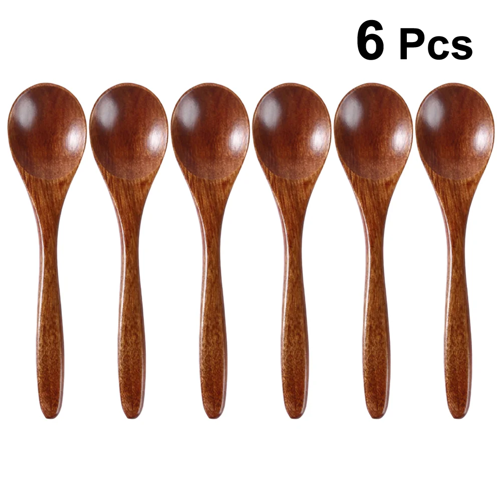 

6 Pcs Kitchen Utensil Coffee Bean Spoon Serving Utensils Wooden Scoop Teaspoon Tableware