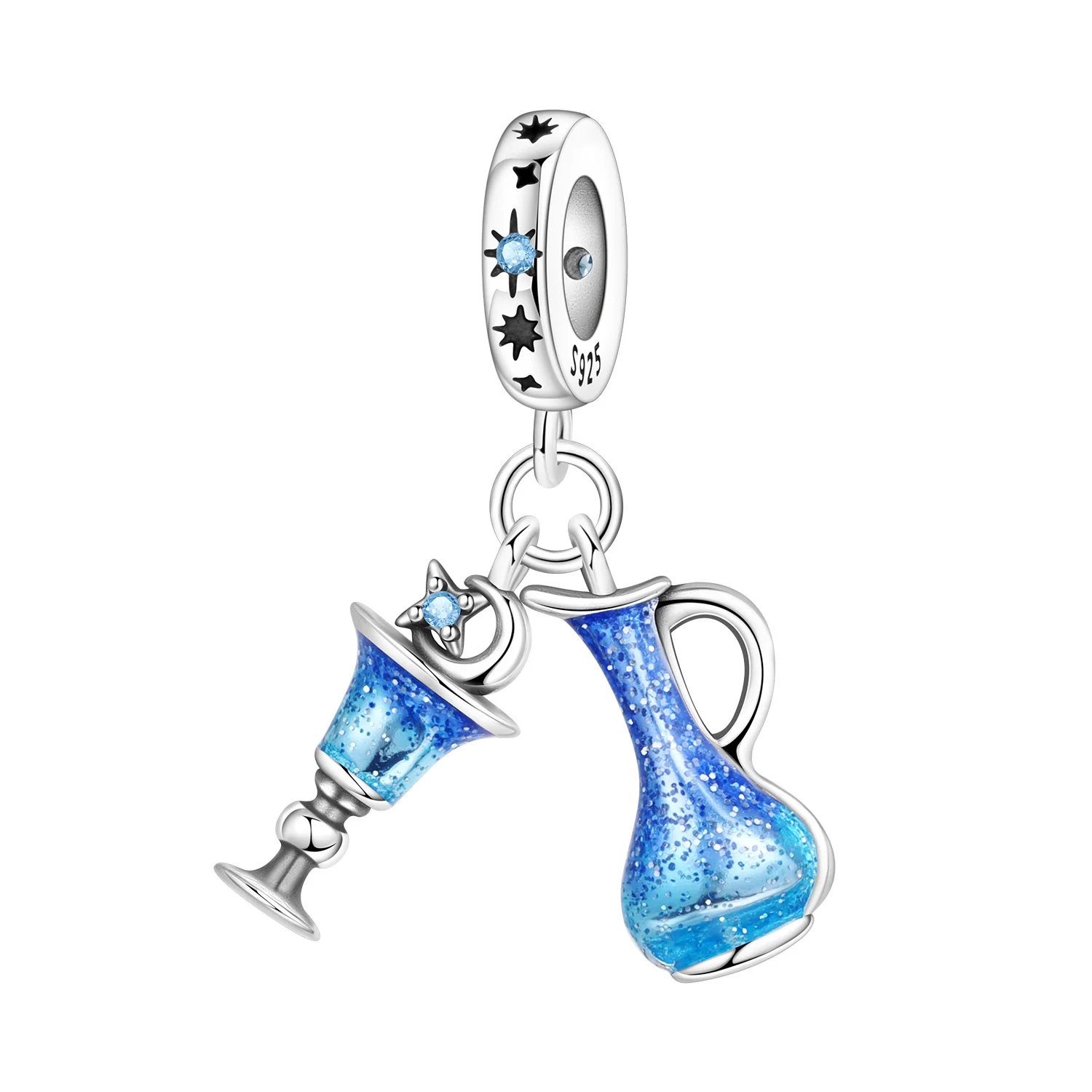 CYCUFF 925 Sterling Silber Blue Star River Cocktail Charms Perlen Anhänger für DIY Armband Halskette Schmuck Souvenir Geschenke