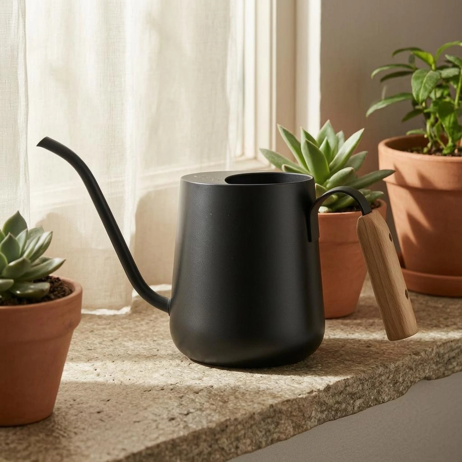 Gooseneck Watering Can Minimalist Stainless Steel Watering Can Water Pitcher Polished Finish Compact view 2