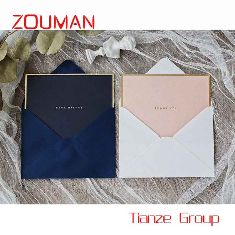 Custom , Custom Logo Beautiful Greeting Thank You Cards with Vellum Envelope Business and Greeting Card