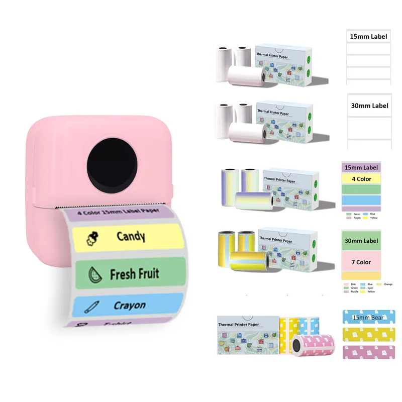 HD Photo Printer Inkless Sticker Maker Small Pocket Printer With 3Rolls Thermal Paper For Notes,Stickers,Labels,Receipt Printing