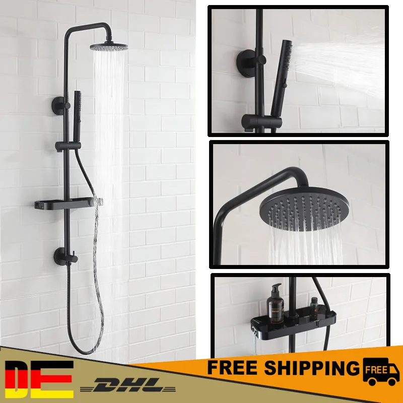 

Black/Chrome Bathtub Split Rain Shower Set with Handheld Bathroom Rainfall Shower System Faucet Accessories Adapter Mixer Taps