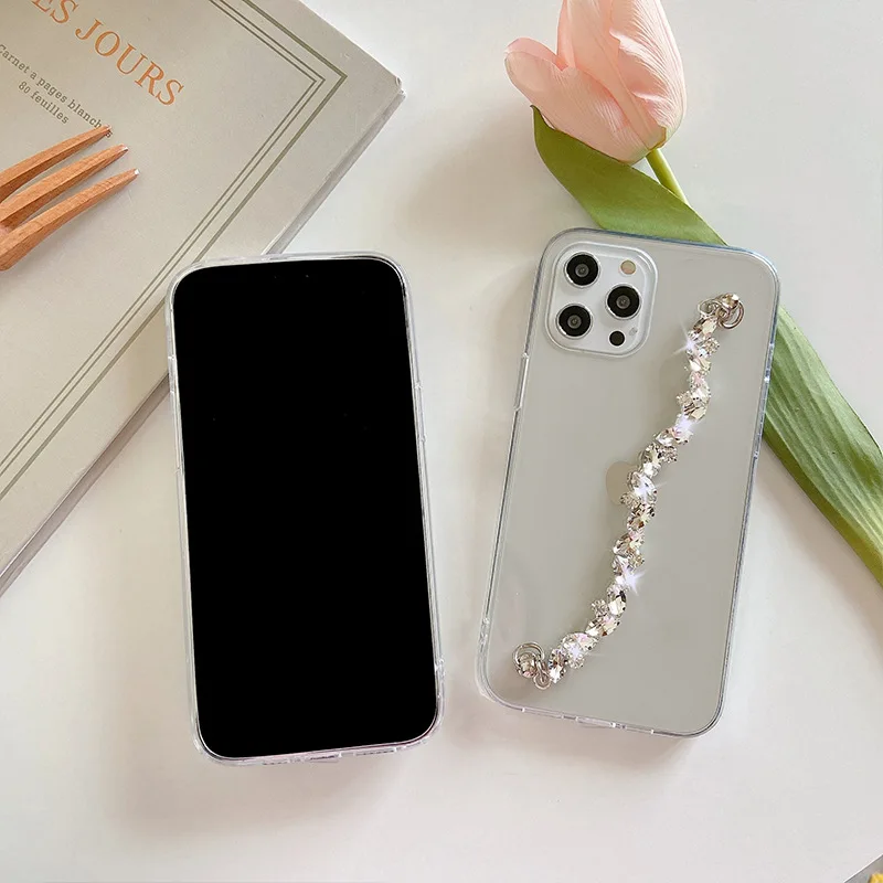 Women Bling Rhinestone Diamond Bracelet Chain Case For Samsung Galaxy S25 S24 S22 Plus S23 Ultra A13 A33 A53 A73 5G M52