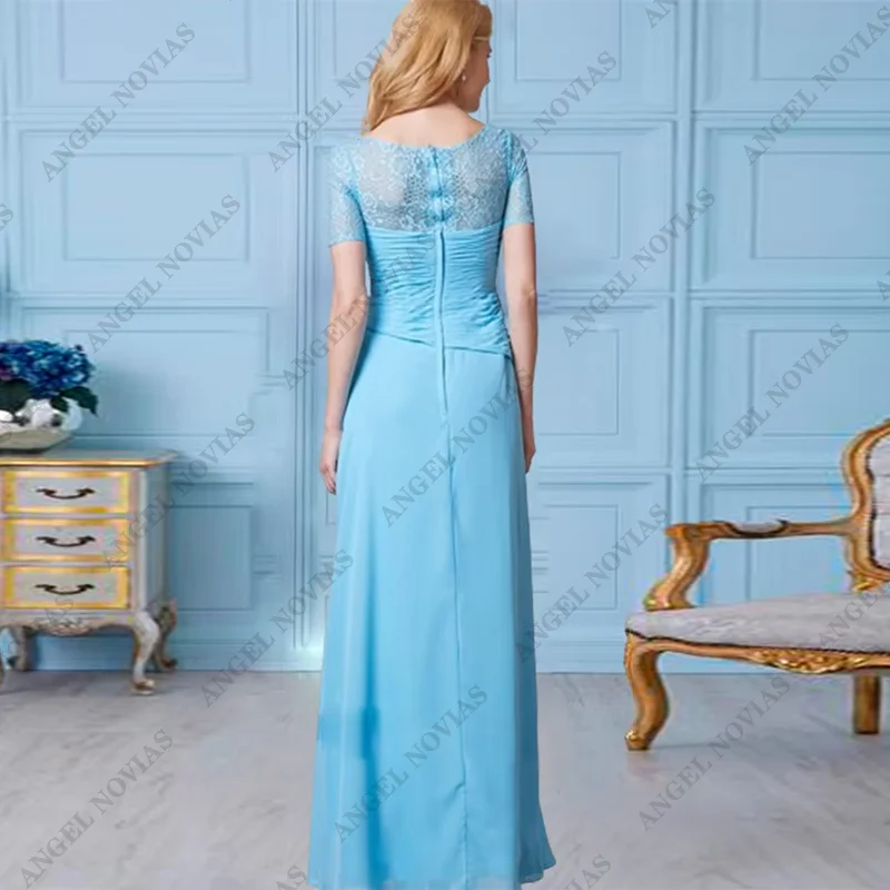 Customized Long Light Blue Wedding Guest Mother Of the Bride Dresses Dress Formal Chiffon vestidos de fiesta elegantes 2024