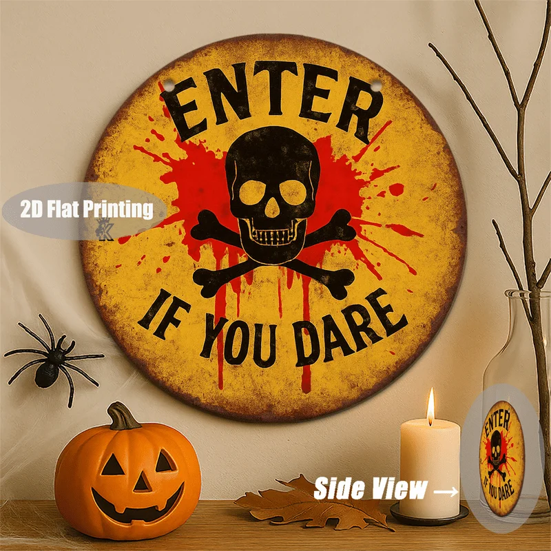 2D Flat - 2D Printed Outdoor Sign for Wall Decoration, Featuring a Retro Halloween 