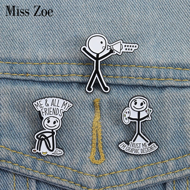 Maler Linie Mann Emaille Pins Custom TRUST ME I'M GRAFIK DESIGNER Broschen Revers Abzeichen Kleidung Lustige Schmuck Geschenk für Freunde