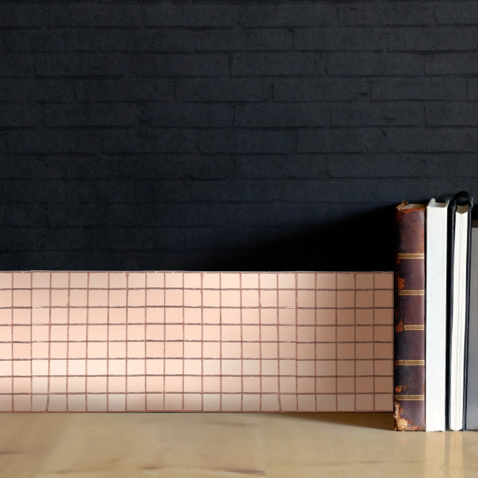 

1 Roll Mosaic Tile Sticker Glass Mini Square Self-Adhesive Waterproof Wall Sticker Roll for Home Bathroom Office Decoration