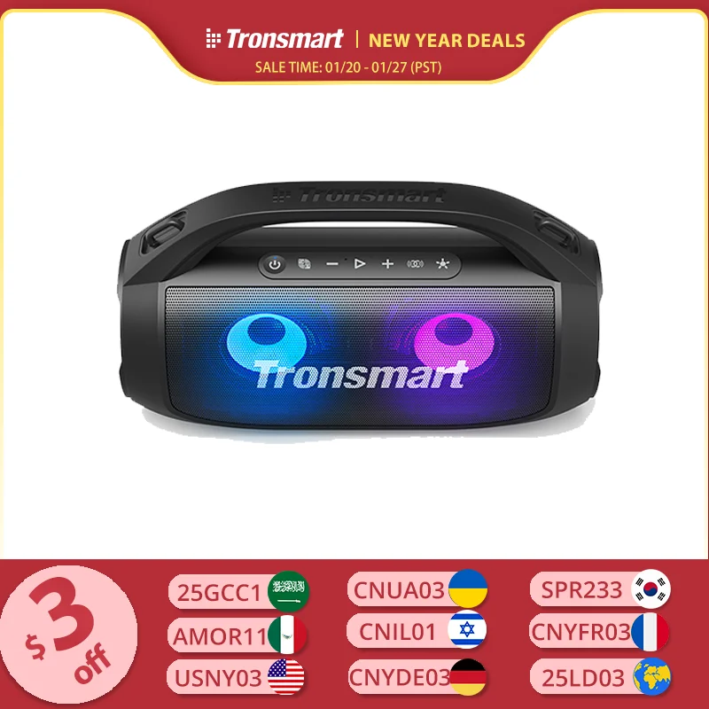 Tronsmart Bang SE Bluetooth Speaker Portable Speaker with Bluetooth 5.3, Portable Handle, 24-Hour Playtime, for Party, Camping