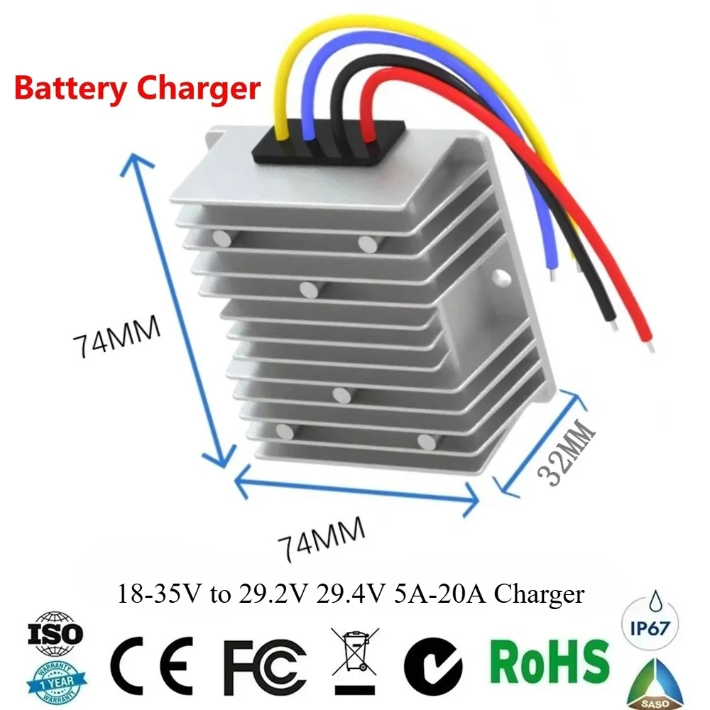 

Зарядное устройство от 18-35 В до 29,2 В 29,4 В 5A-15A Литиевая свинцовая батарея постоянного тока для литиевой батареи 24 В 25,2 В 25,9 В 29,4 В 7S DC DC CE
