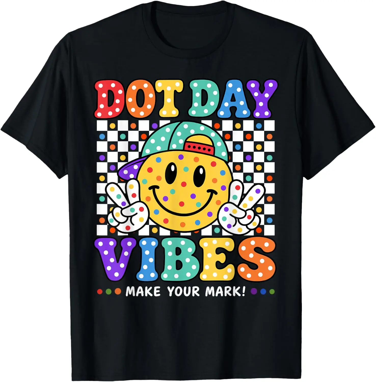 Funny Day Vibes Smile Face Colorful Polka Dot Boy Kids T-Shirt