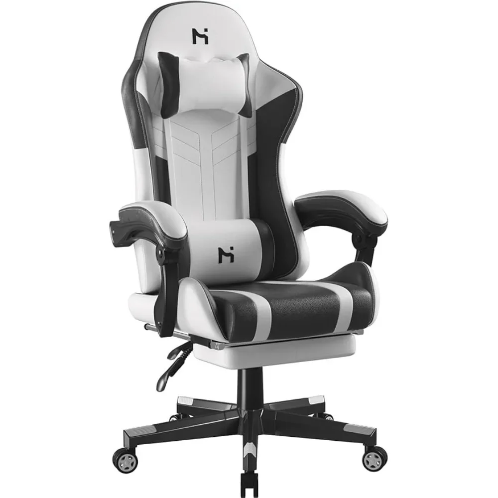 Game Office Chair With Footstool, Adjustable Height And Angle, 360 Rotating Ergonomic Game Chair