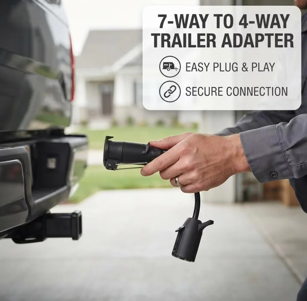 1pc Car Trailer Conversion Plug 7-Pin EU Socket To 7-Pin US Plug 7 Blade RV To 7 Way Pin Adapter for Semi-Trailer / Trailer