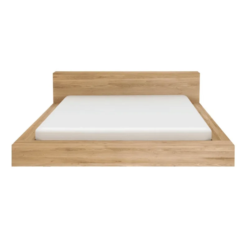 Cherry wood tatami solid wood bed Japanese floor-to-ceiling short black walnut floor bed