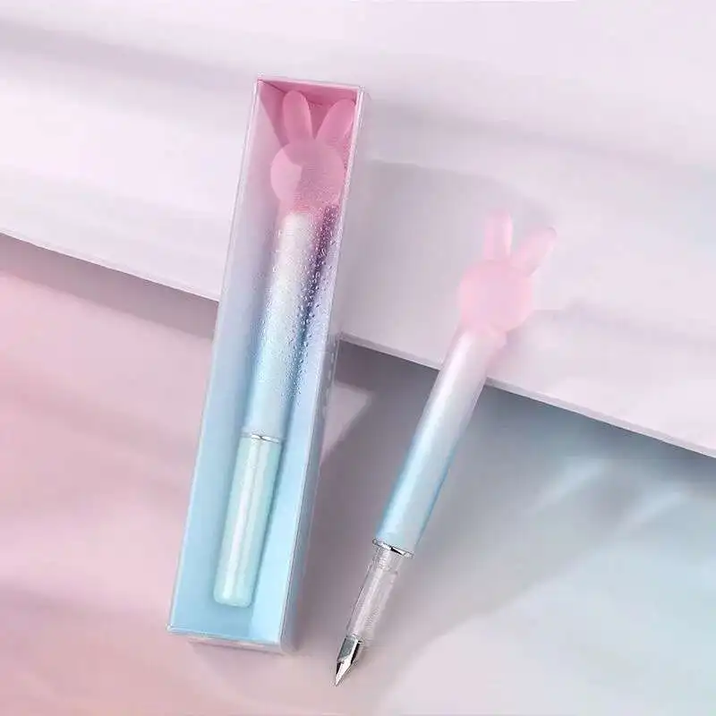 Crystal Rabbit Pen For Students High Value Adults  Practice Calligraphy Pen With Ink Sac 0.38mm
