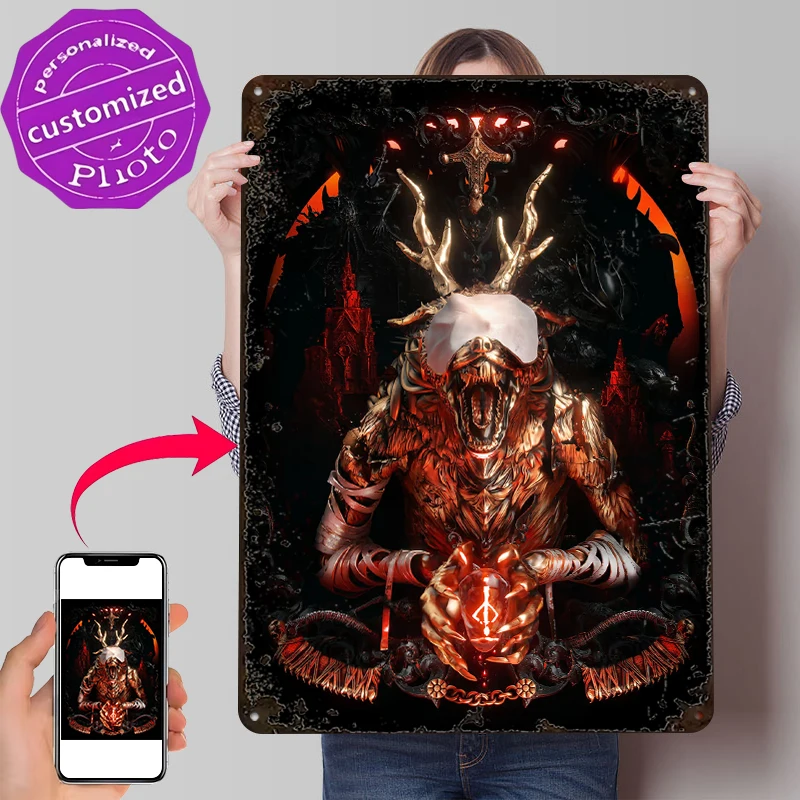 The Hunters Nightmare Lightly 3D Poster Customized Vintage Metal Signs Wall Art Retro Tin Plaque for Office Decoration Gaming