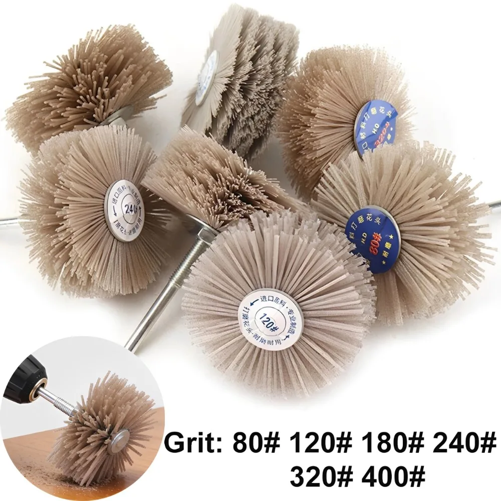

Wood Furniture Polishing Deburring Drill Grinder Abrasive Wire Grinding Head Nylon Wheel Brush Electric Drill Polishing Tools