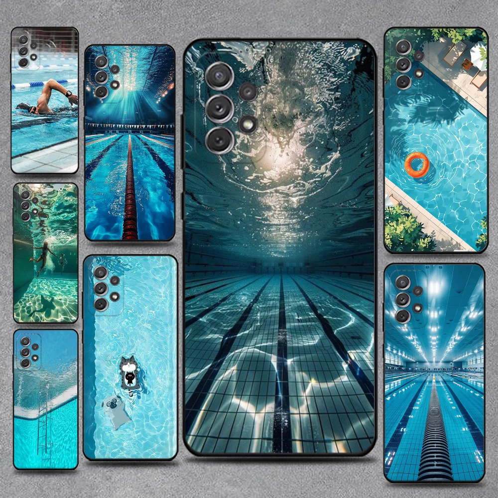 

Swimming Pool Water Phone Case For Samsung S25,S24,S21,S22,S23,S30,Ultra,S20,Plus,Fe,Lite,Note,10,9,5G Black Cover