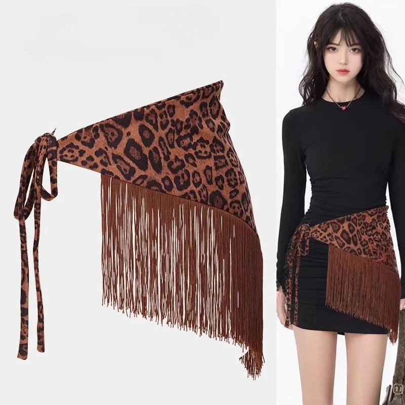 Y2k – jupe à franges esthétiques imprimé léopard pour femmes, Mini jupe trapèze à bandes, Sexy, personnalité irrégulière, Harajuku, Vintage