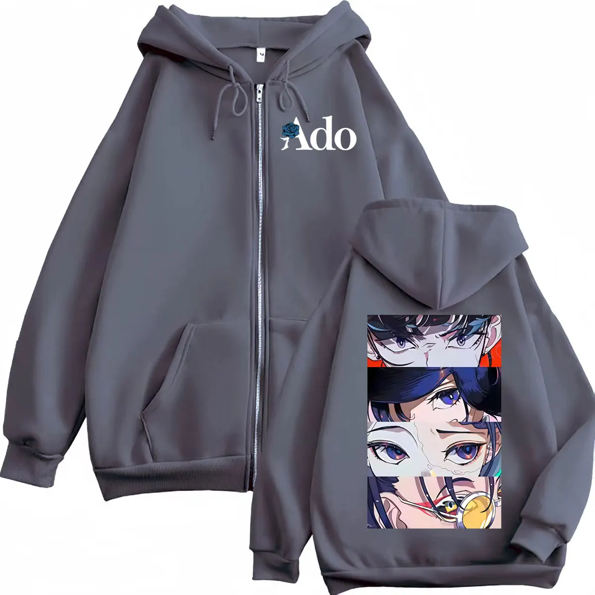 Japanese Pop Singer Ado Graphic Zipper Hoodie Streetwear High Quality Fashion Zip Up Pullovers Men Women Casual Loose Sweatshirt