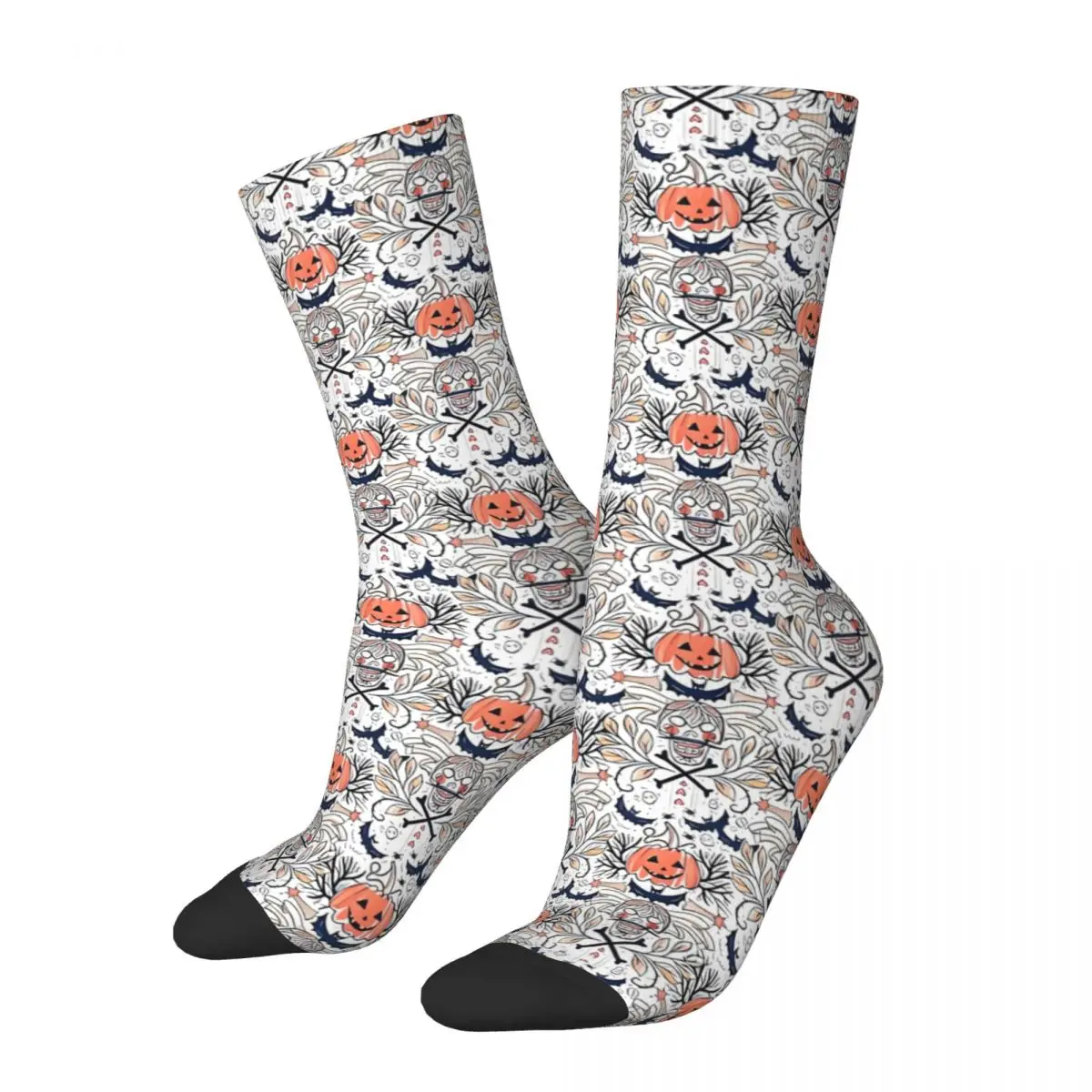 

Pumpkin And Skull Halloween The Bats Animals Unisex Winter Socks Windproof Happy Socks Street Style Crazy Sock