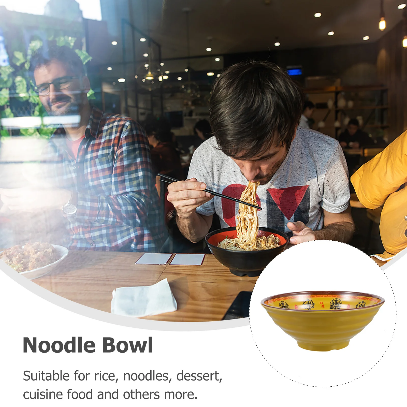 

Creative Ramen Salad Bowl Set Food Grade Melamine Soup Noodle Serving Tableware for Hot and Cold Meals Japanese Style Large