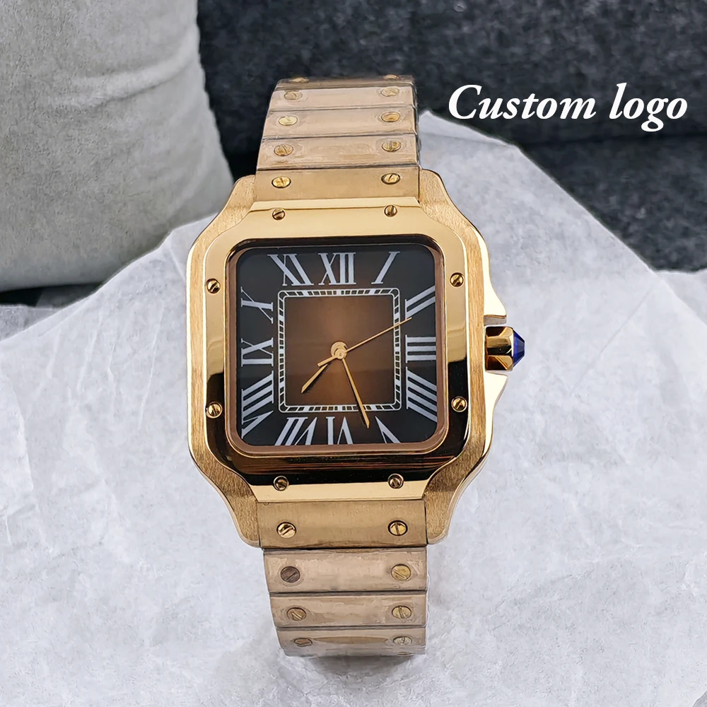 

NH35 Square Watch 38mm Rose Gold Watch Customized Logo Watch Men's Automatic Watch Stainless Steel Watch NH35 Movement Watch