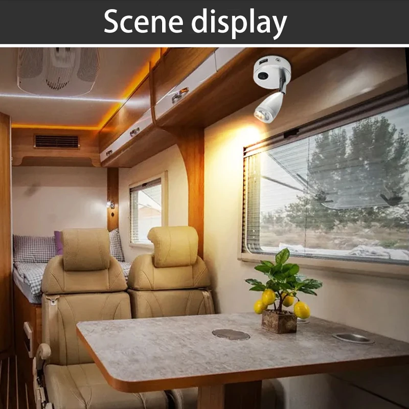 2W LED Trailer Light DC12V 24V with Switch USB Charging Port Bedside Light Hotel Bedroom Light RV Camper Car Yacht Boat Lamp view 5
