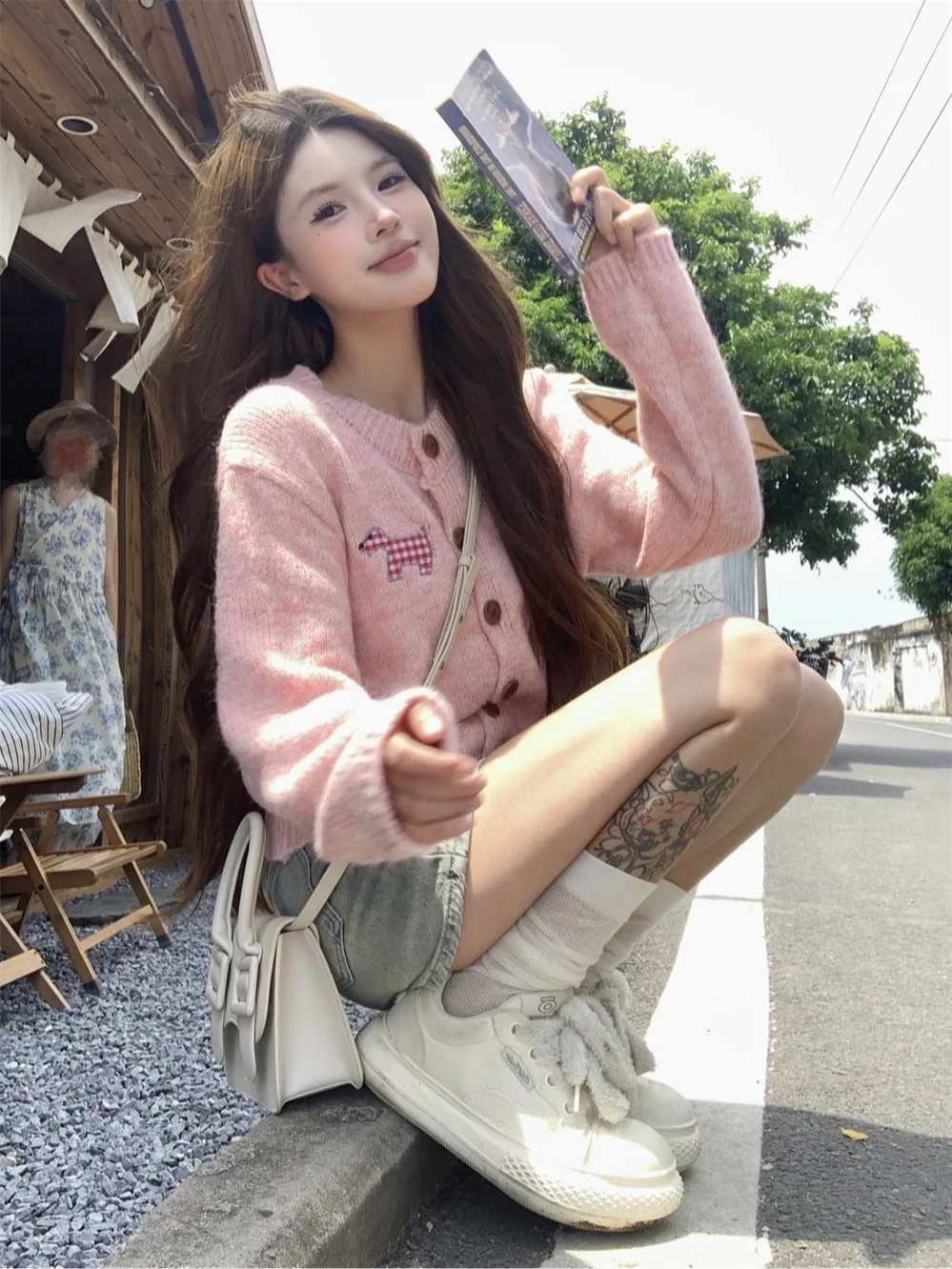 Women's round Ne Long Sve Knitted Open Cardigan Soft Fluffy Sweater Loose Outerwear Autumn Winter Seasonal Faion Commute