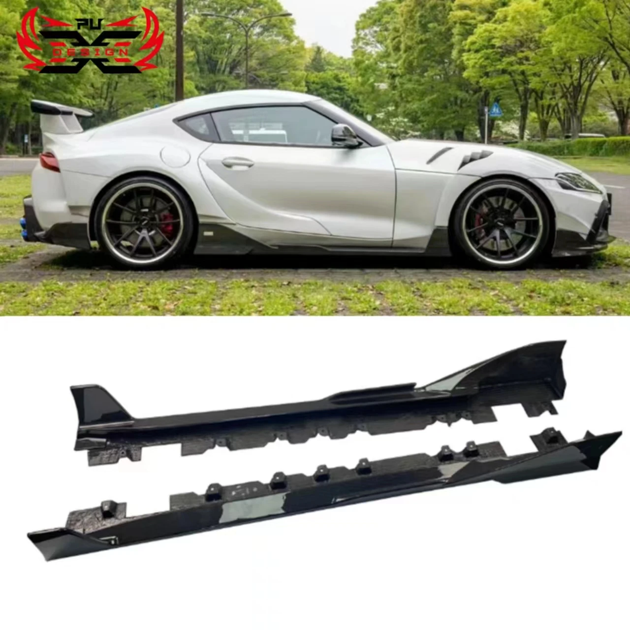 Dry Carbon Fiber Side Skirt  Side Bumper For Toyota Supra A90 A91 Mk5 Toms Style Side Lower Diffuser Splitter Kits