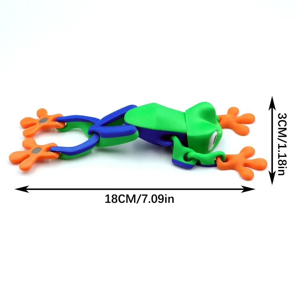Movable Joints 3D Printed Frog Model Realistic Cartoon Frog Sculpture Magnetic Handicraft 3D Printed Frog Toy Birthday Gift